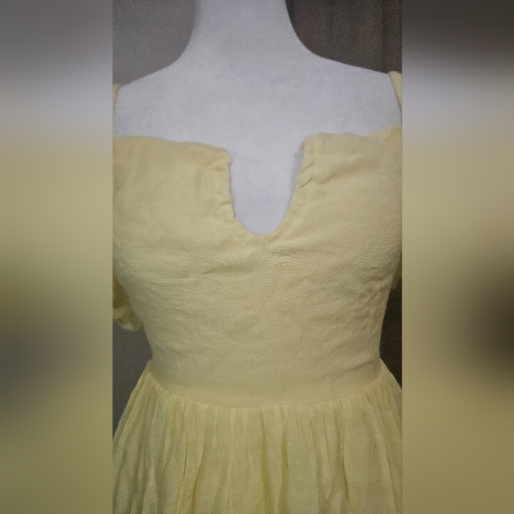 ANGEL BIBA Sunday Dreams Ruffle Strap Mini Dress Butter Yellow. Size XS NWT - Picture 14 of 16